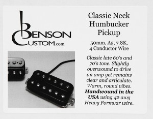 [Benson Custom] Classic Humbucker Neck (Black, 50mm, Short)