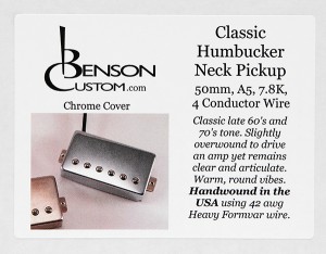 [Benson Custom] Classic Humbucker Neck (Chrome, 50mm, Short)