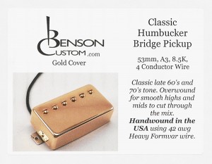 [Benson Custom] Classic Humbucker Bridge (Gold, 53mm, Short)