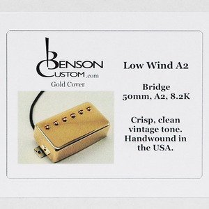 [Benson Custom] Low Wind A2 Humbucker Bridge (Gold, 50mm, Short)