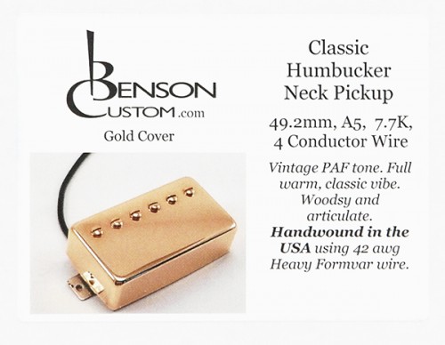 [Benson Custom] Classic Humbucker Neck (Gold, 49.2mm, Long)
